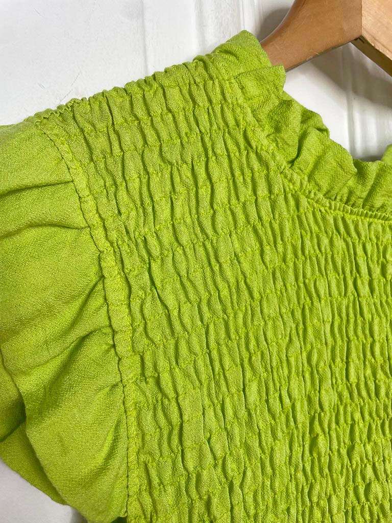 Shirred Frill Top - Lime