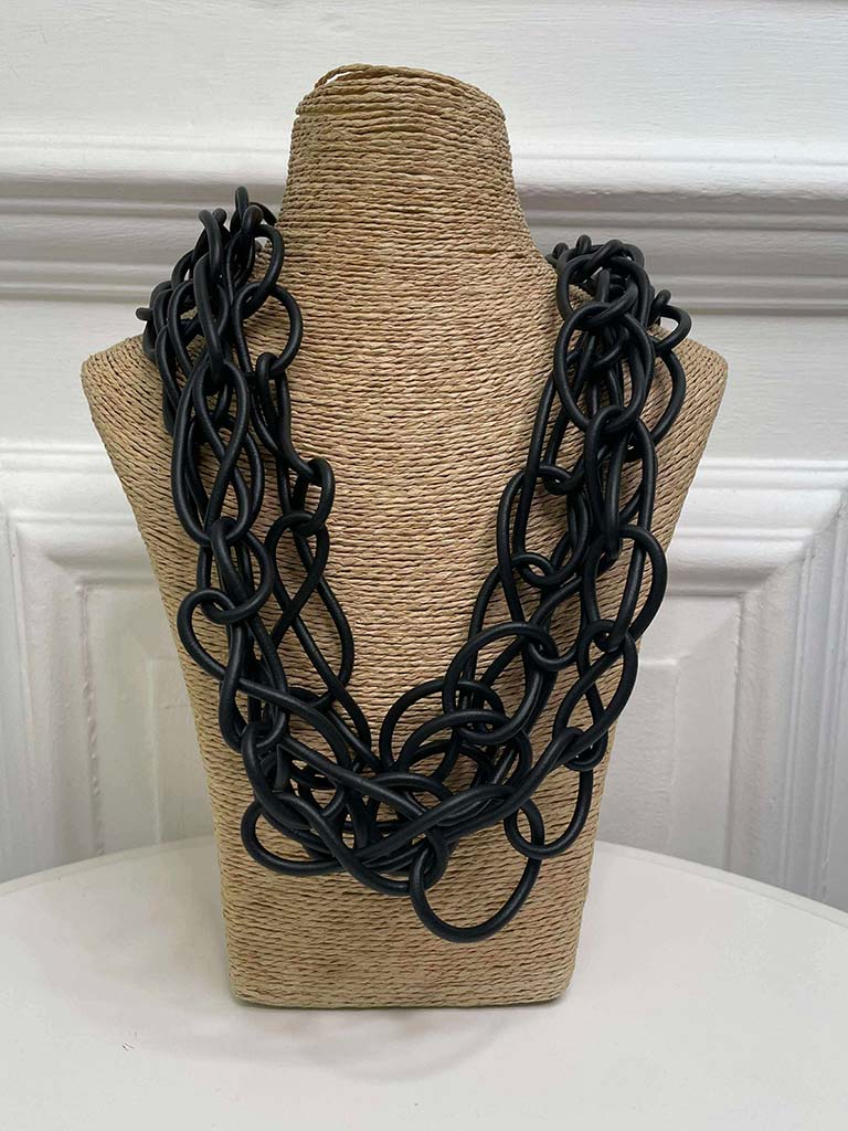 Chain Link Rubber Necklace - Black