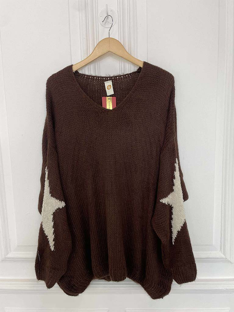 Star Patch Knit - Chocolate