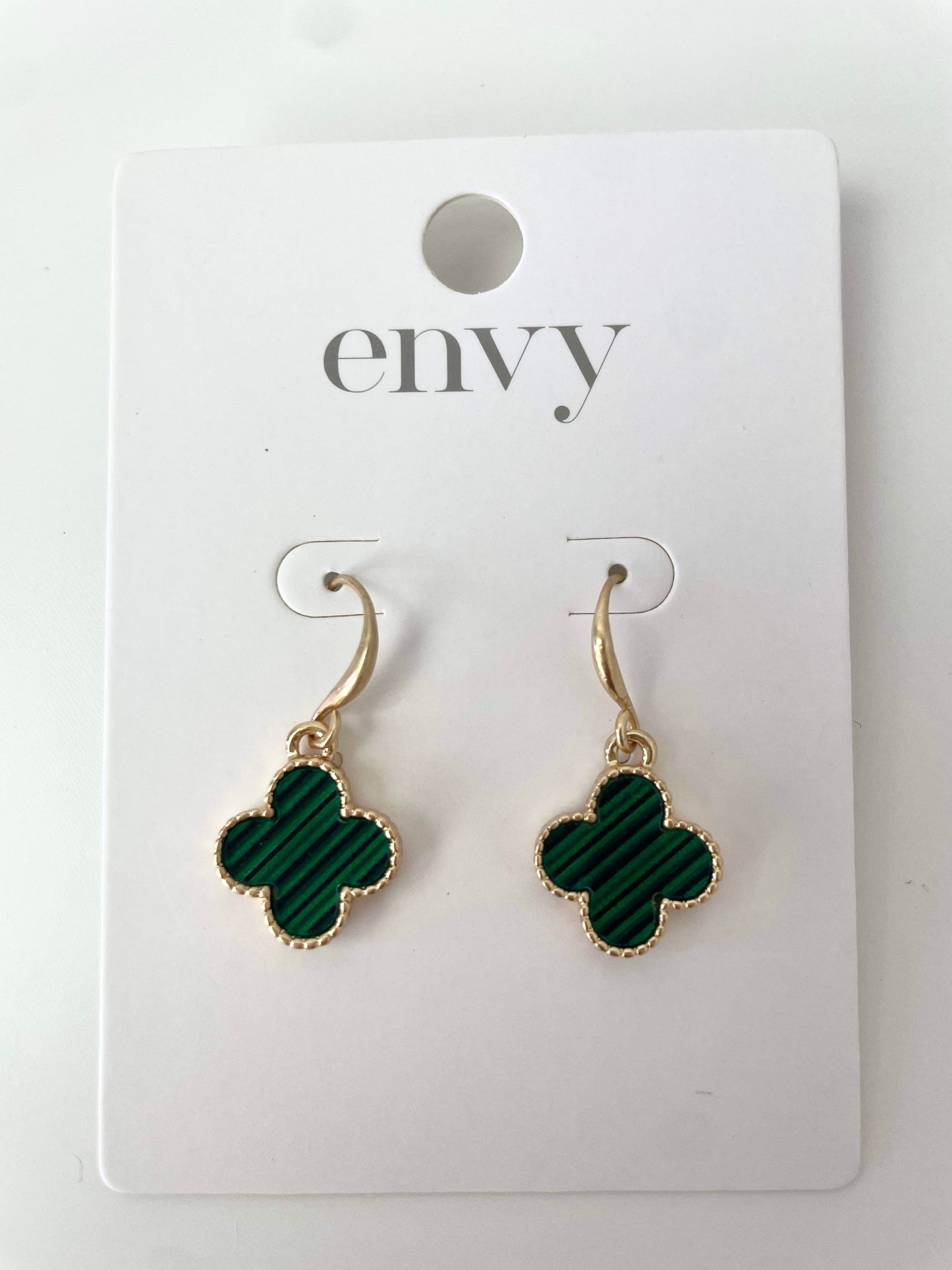Envy Alhambra Drop Earrings - Gold & Green