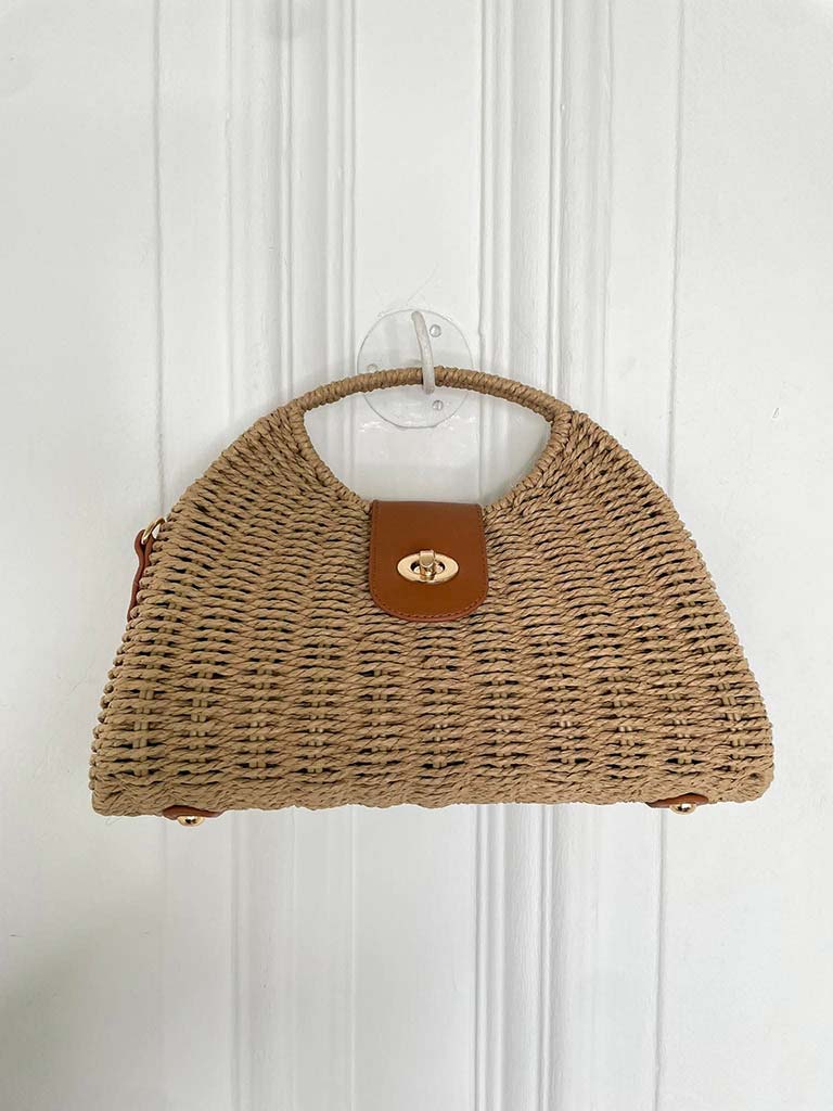 Rattan Clutch Bag - Caramel