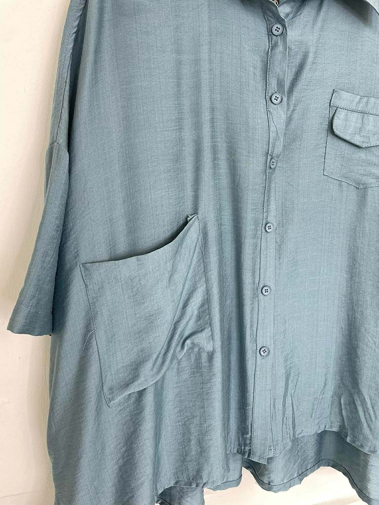 Boxy Pocket Shirt - Airforce Blue