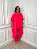 Asymmetric Flower Co-ord - Island Pink