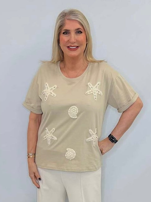 Malissa J Starfish Tee - Stone