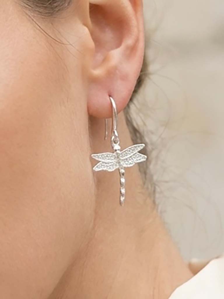 Envy Dragonfly Earrings - Silver