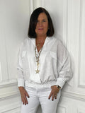 Shirred Waist Shirt - White