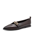 Tamaris Leather Pointed Flat - Mahogany