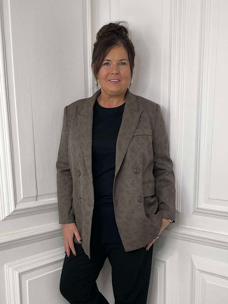 Malissa J Studded Leopard Blazer - Clay