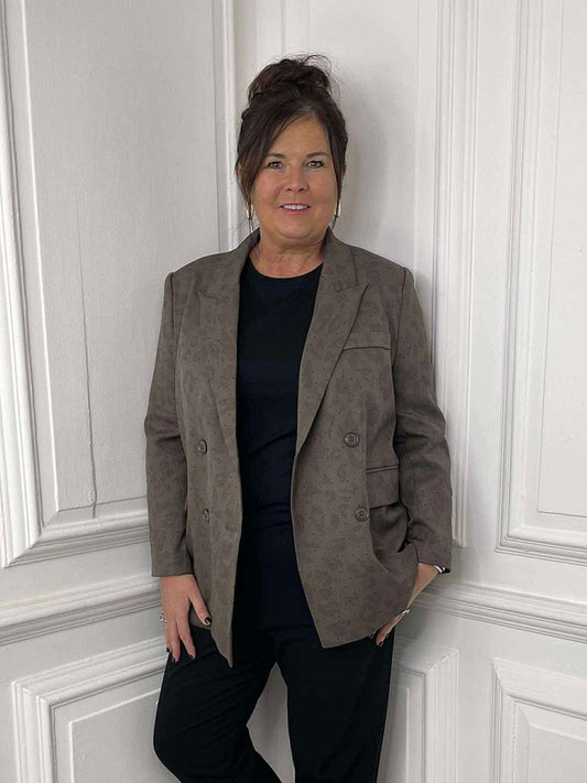 Malissa J Studded Leopard Blazer - Clay