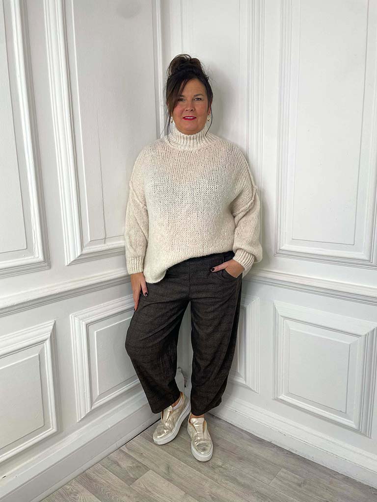 Cocoon Plaid Trousers - Mocha