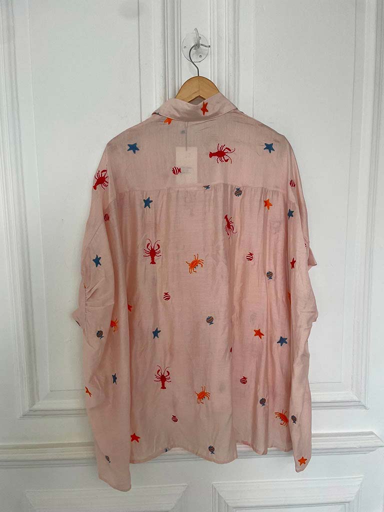 Ocean Embroidered Artist Shirt - Blush