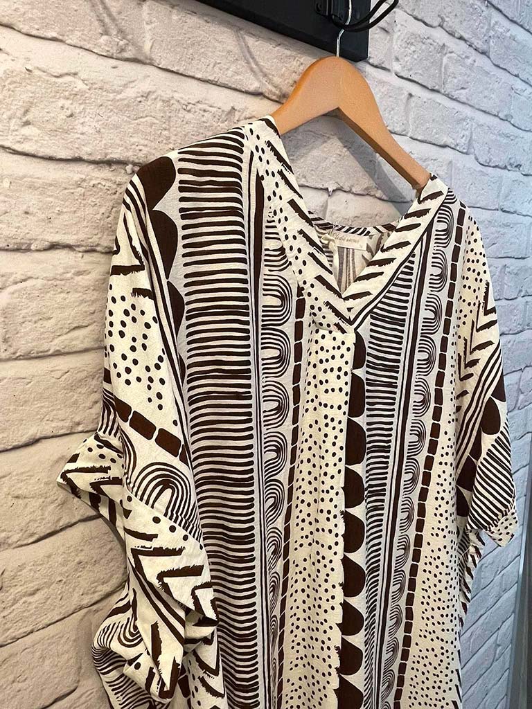 Nomad Print Midi Dress - Chocolate