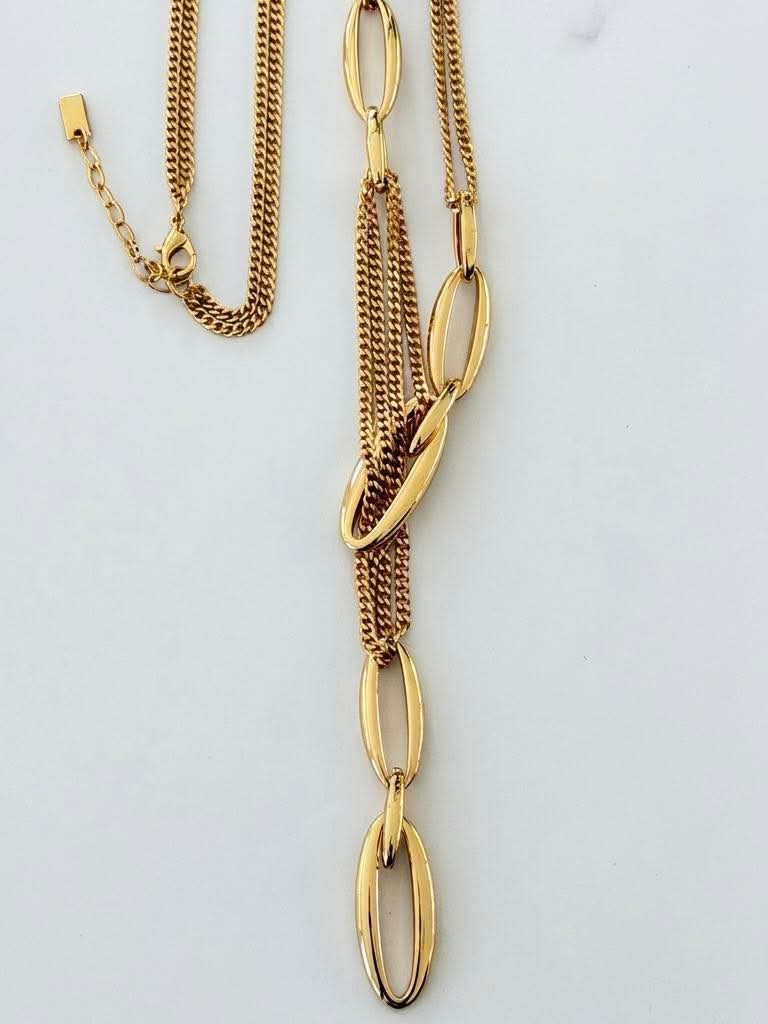 Envy Multi Chain Oval Link Necklace - Gold