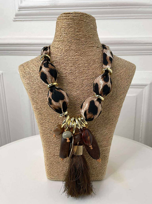 Animal Print Statement Charm Necklace