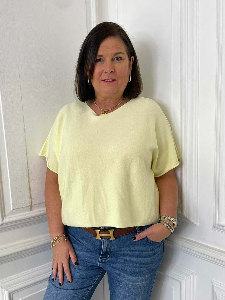 Boxy Drop Shoulder Knit - Lemon