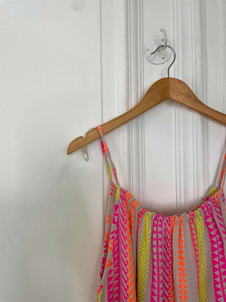 Aztec Peplum Hem Dress - Pink Mix