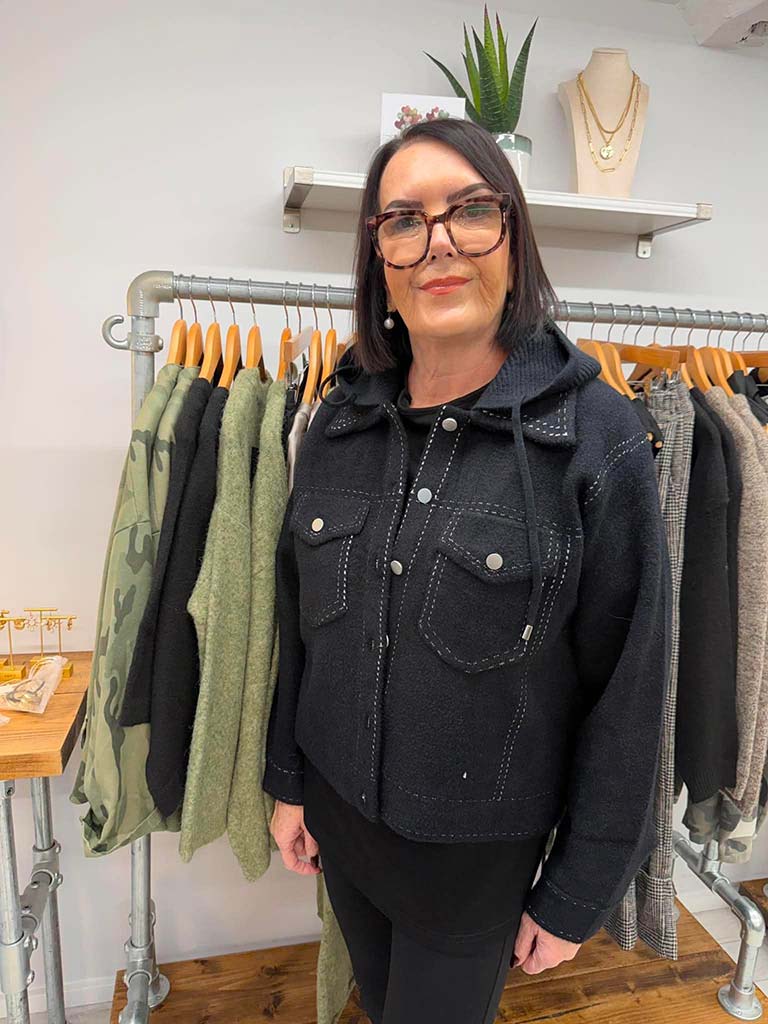 Malissa J Stitched Hoodie Jacket - Black
