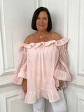 Frill Bardot Tunic - Blush