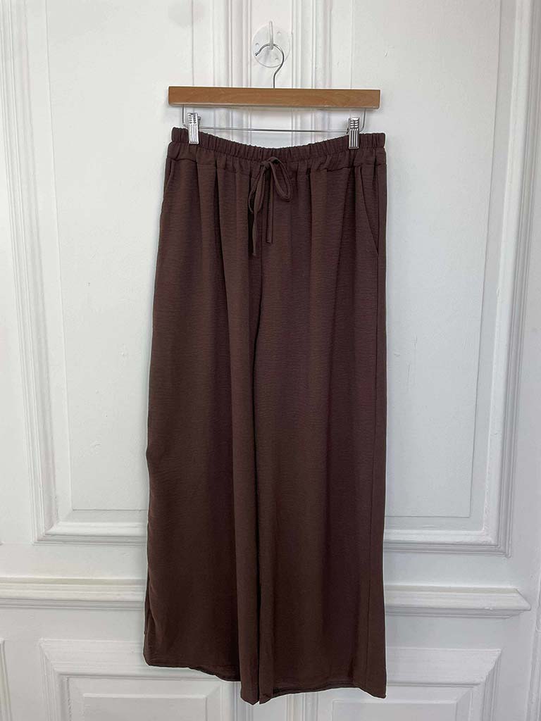 Basic Wide Leg Trousers - Chocolate