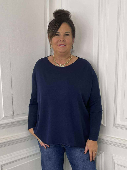 Scooped Knit - Navy