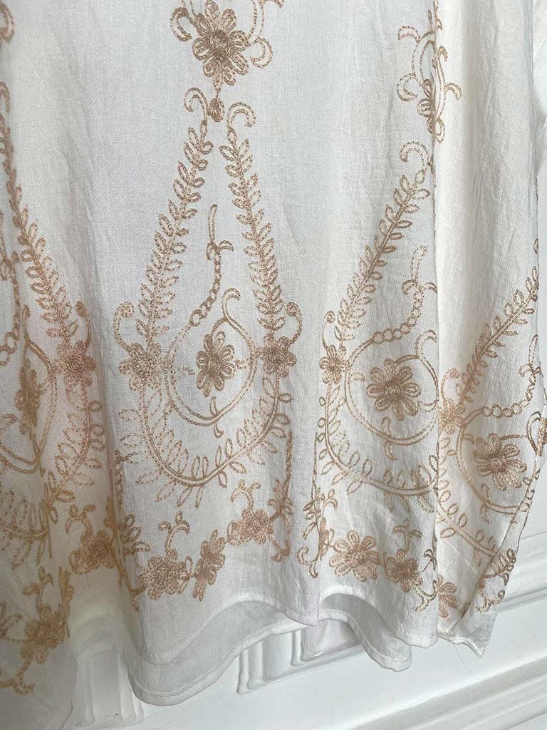 Henna Embroidered Boxy Top - White