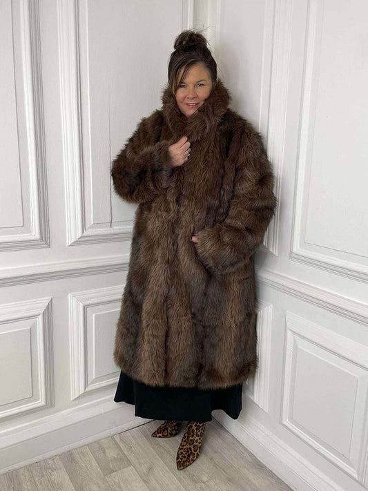 Cocoa Faux Fur Long Coat