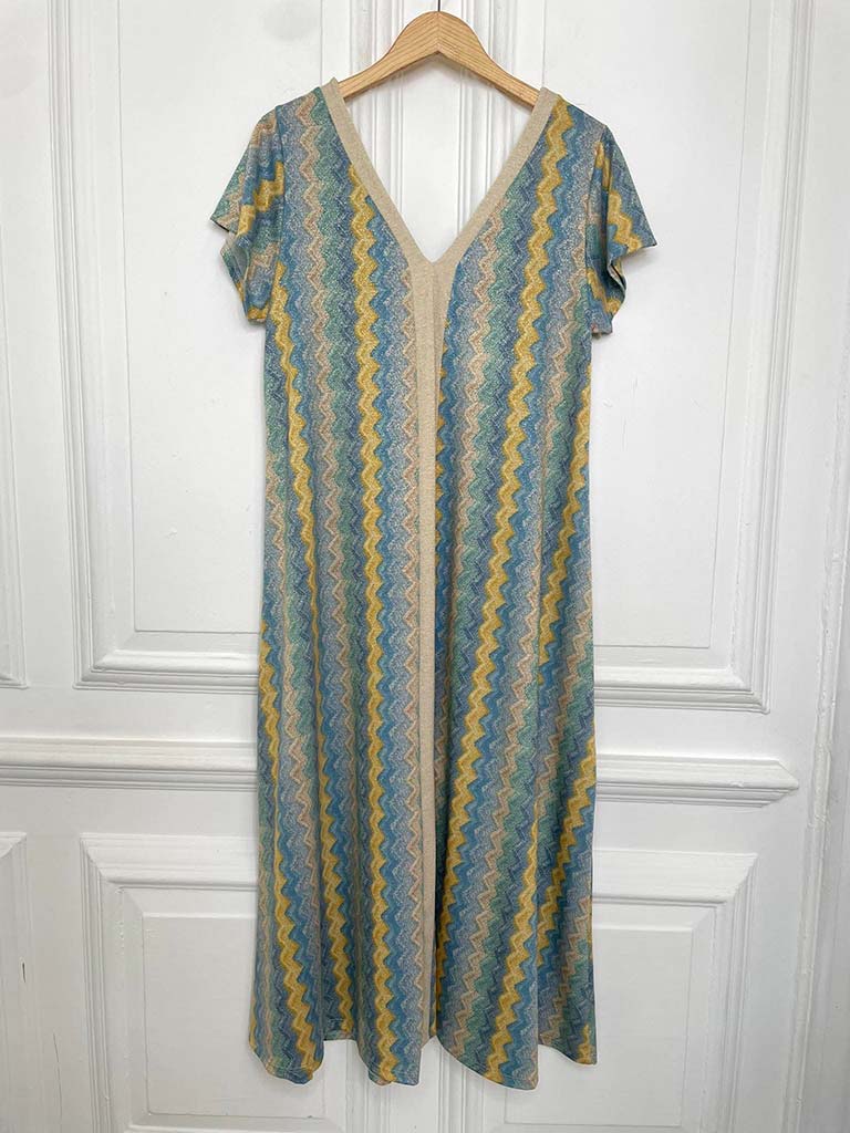 Zigzag Maxi Dress - Sea Breeze