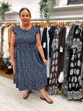 Ditsy Daisy Midi Dress - Navy