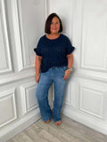 Wide Leg Jogger Jeans - Mid Blue