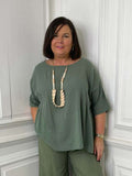 Cotton Smock Top - Khaki