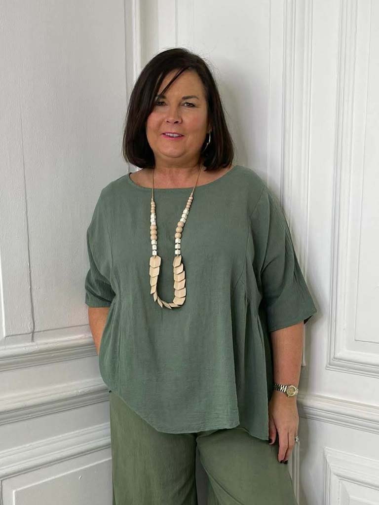 Cotton Smock Top - Khaki