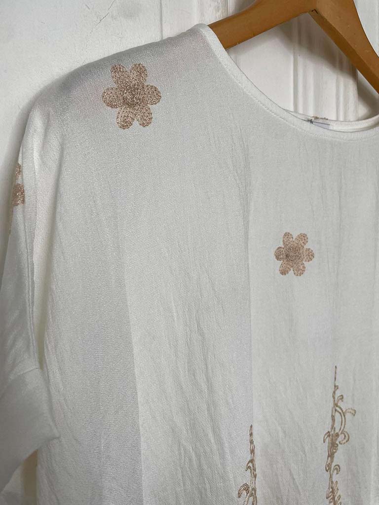Henna Embroidered Boxy Top - White
