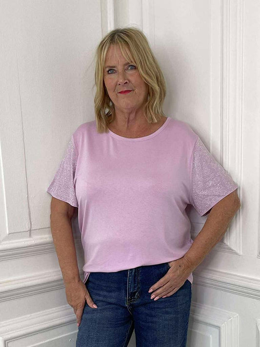 Malissa J Studded Sleeve Tee - Lavender