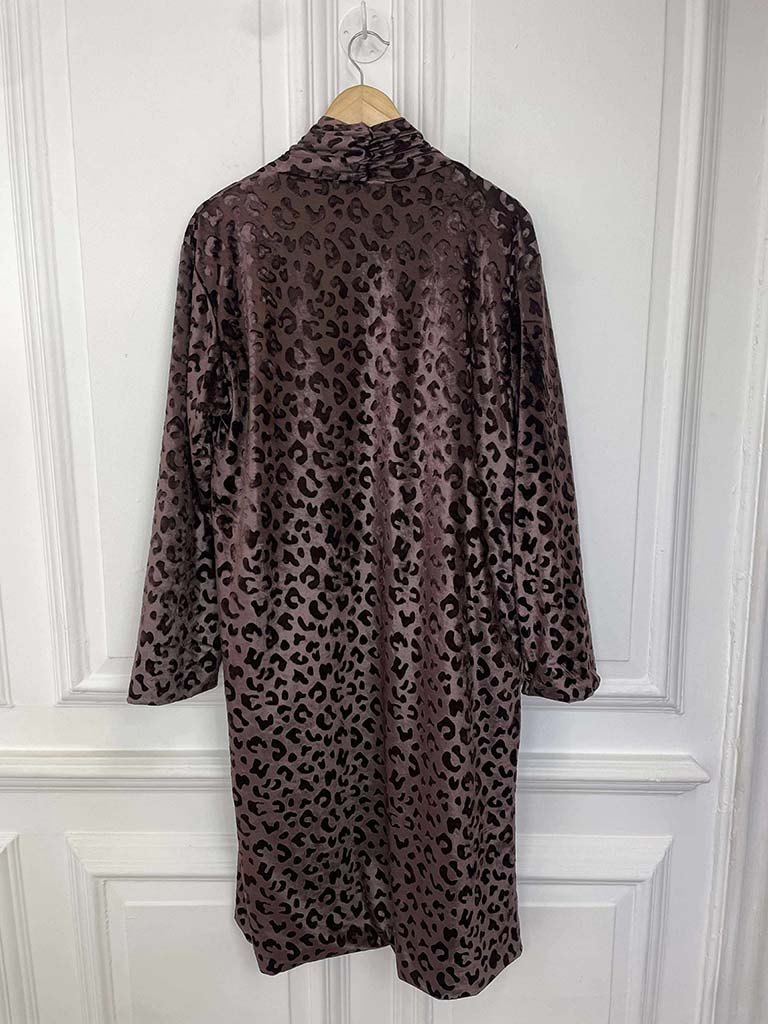 Velvet Long Leopard Jacket - Chocolate