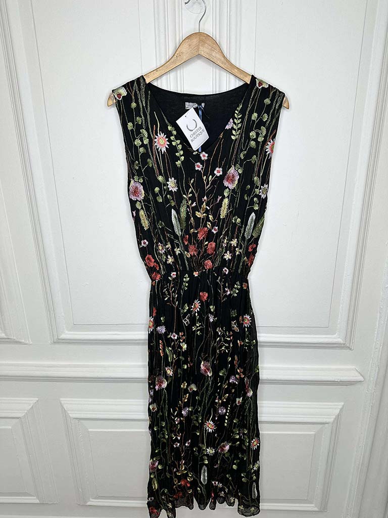 Wildflower Silk Mix Dress - Black