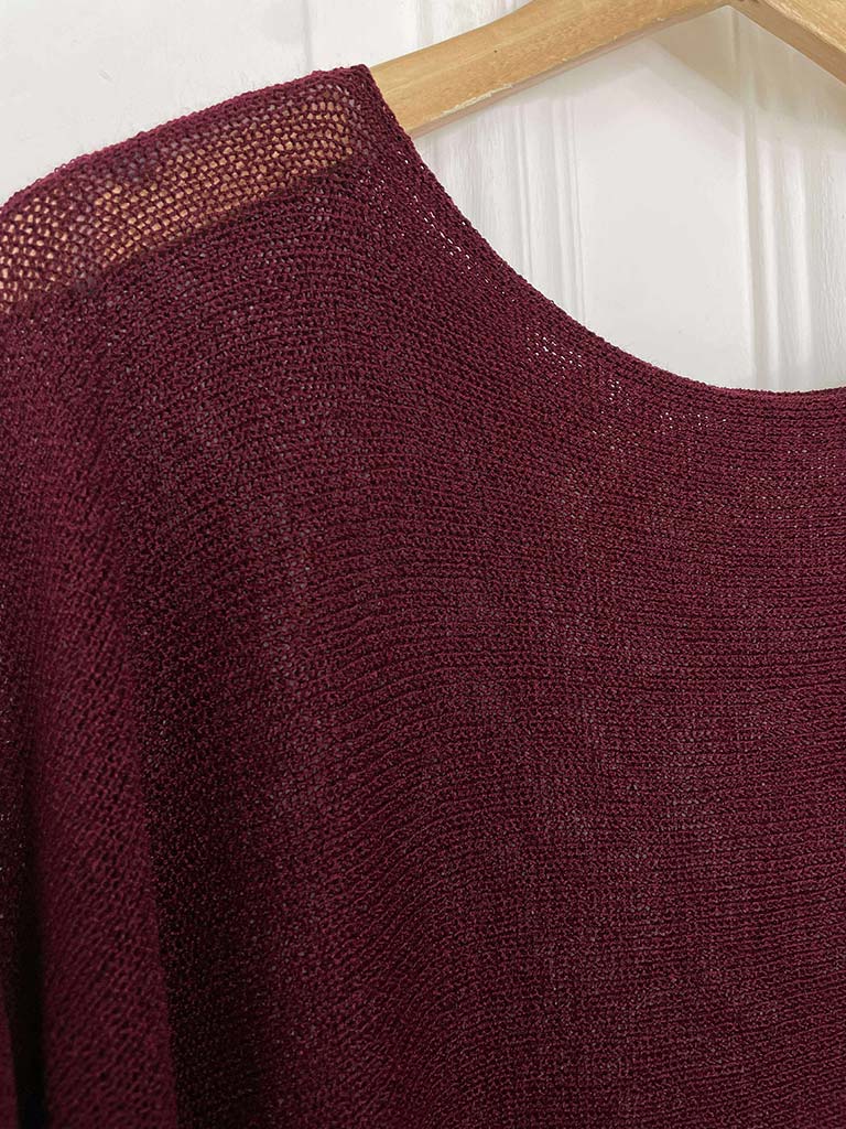 Boxy Fine Knit - Merlot