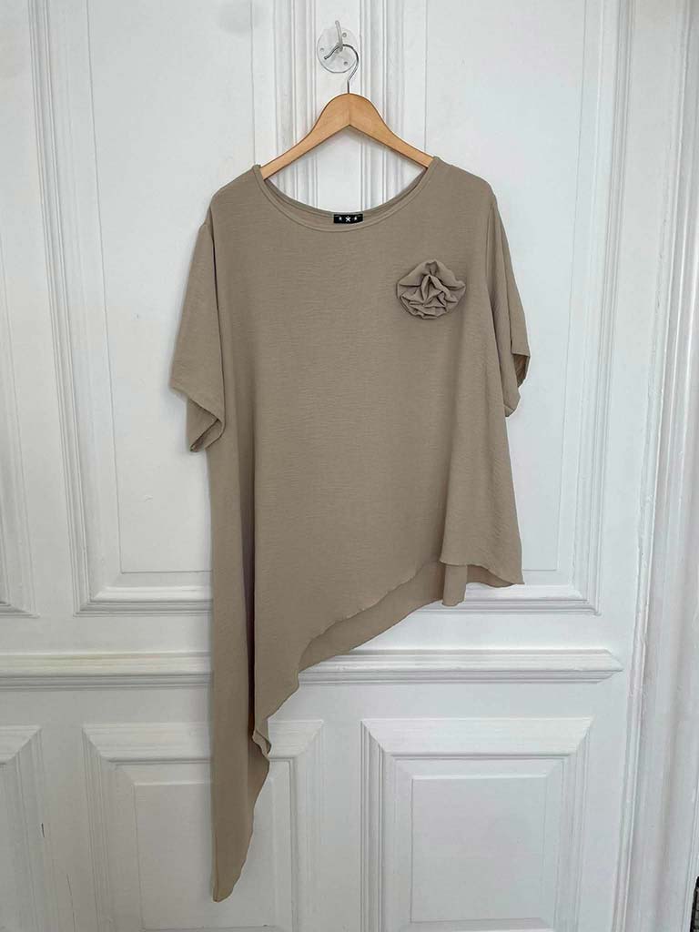 Asymmetric Flower Co-ord - Latte