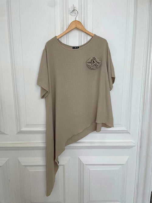 Asymmetric Flower Co-ord - Latte