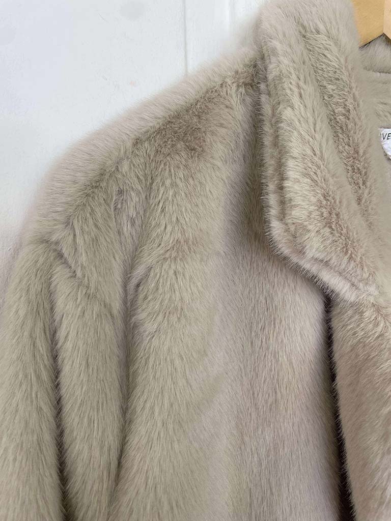 Luxe Faux Fur Double Breasted Coat - Ecru