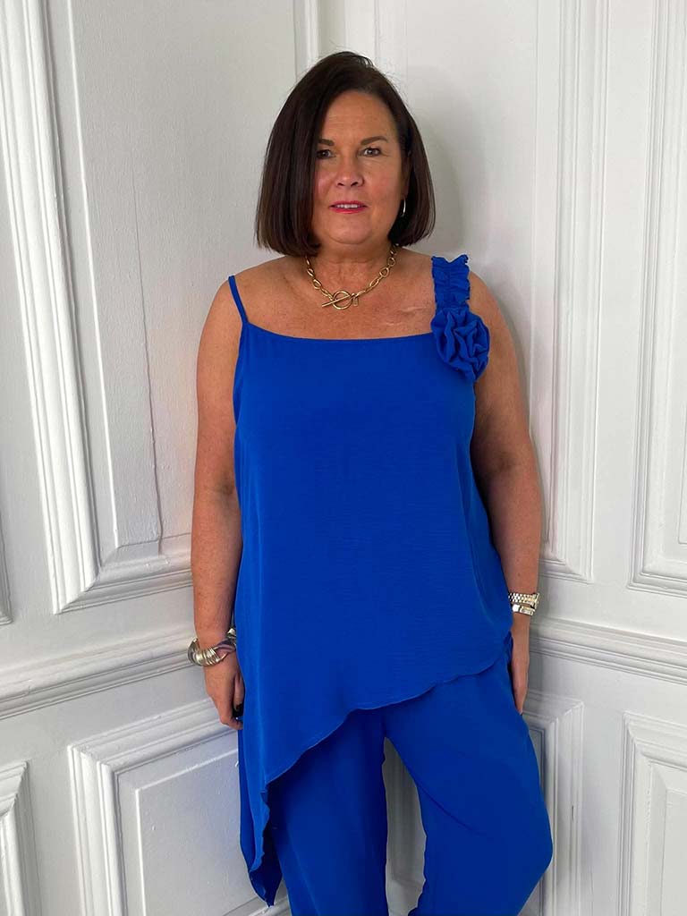 Sleeveless Flower Co-ord - Royal Blue
