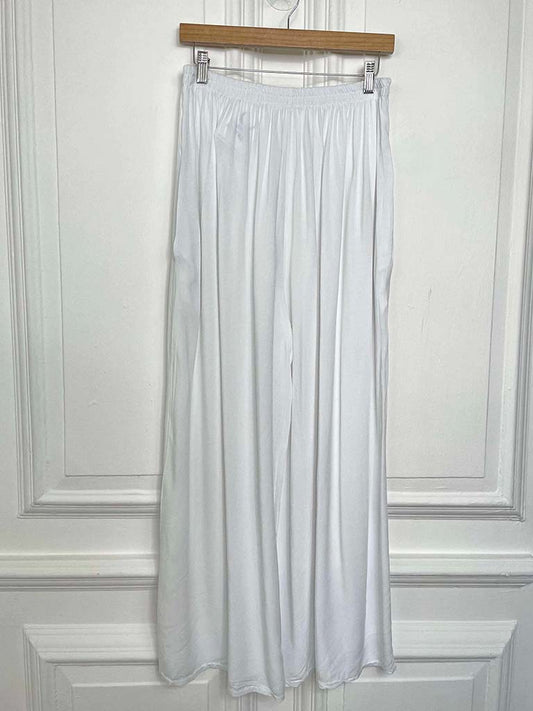 Wide Leg Flowing Trousers - White