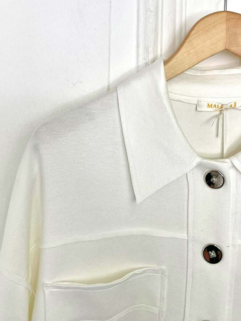 Malissa J Luxe Jersey Shirt Jacket - Warm White