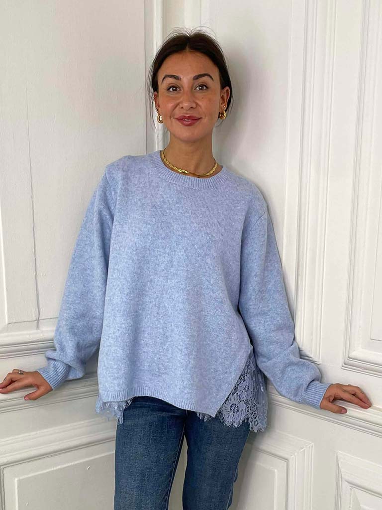 Lace Trim Knit - Bluebell