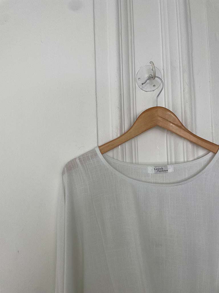 Tie Front Relaxed Top - White