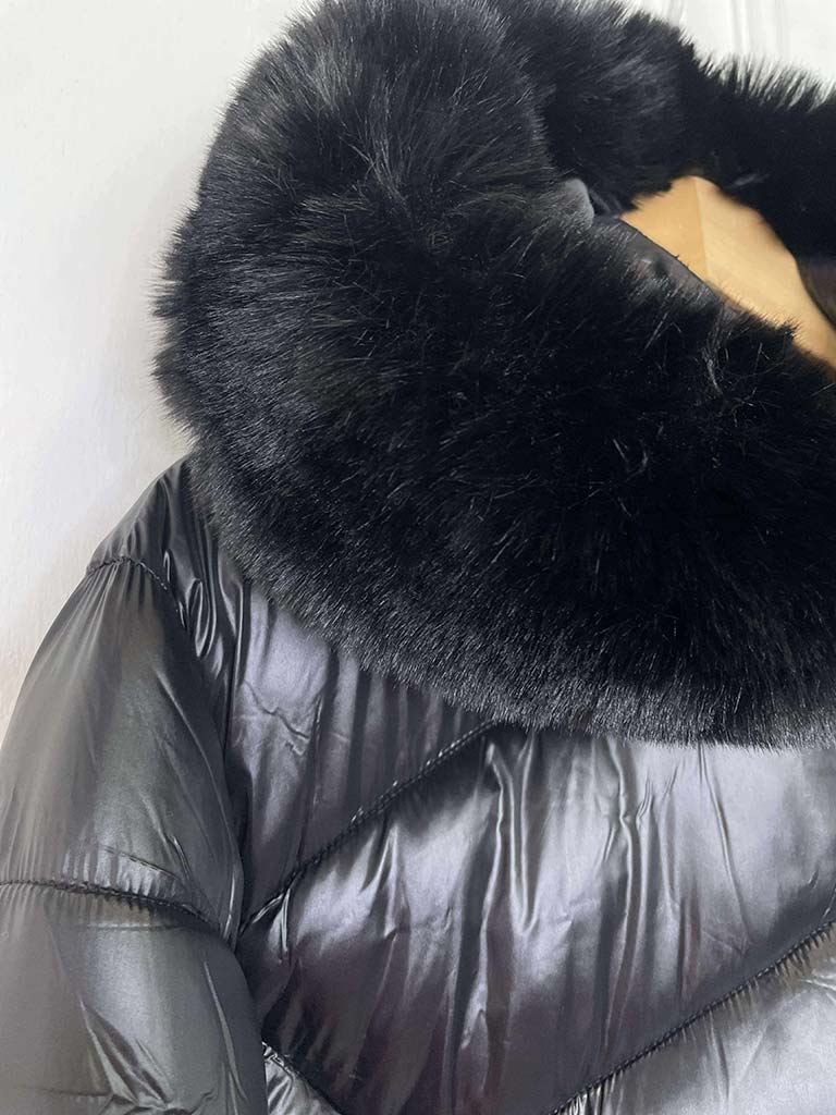 Padded Faux Fur Hooded Coat