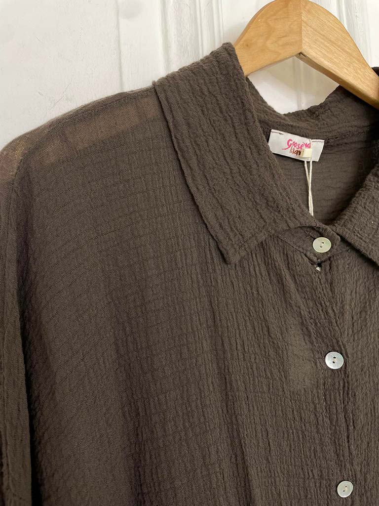 Seersucker Shirt - Chocolate