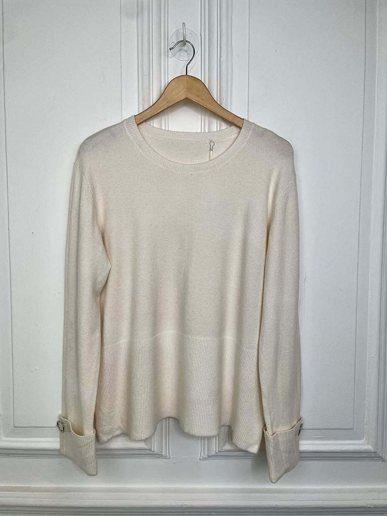 Boxy Ribbed Hem Knit - Parchment