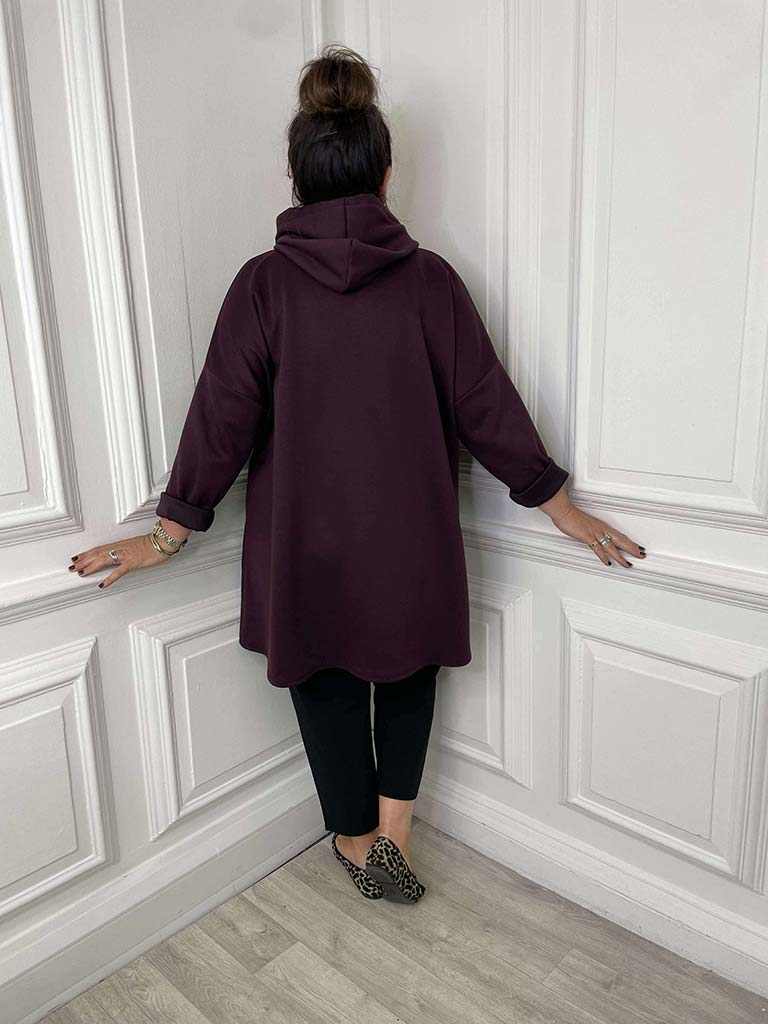 Supersoft Jersey Hoodie - Plum Leopard