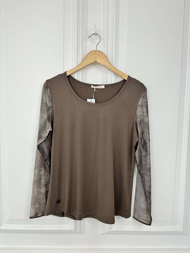 Malissa J Mesh Sleeve Top - Mushroom