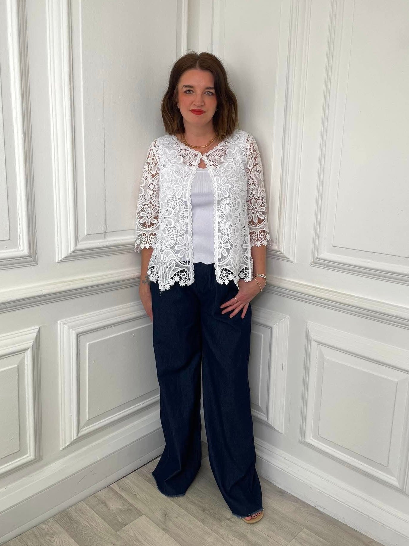 Floral Crochet Jacket - White